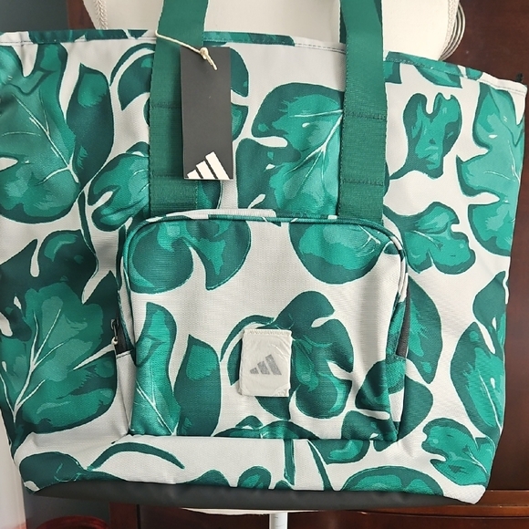 Adidas Tropical Green Leaf Tote Bag - Picture 3 of 15